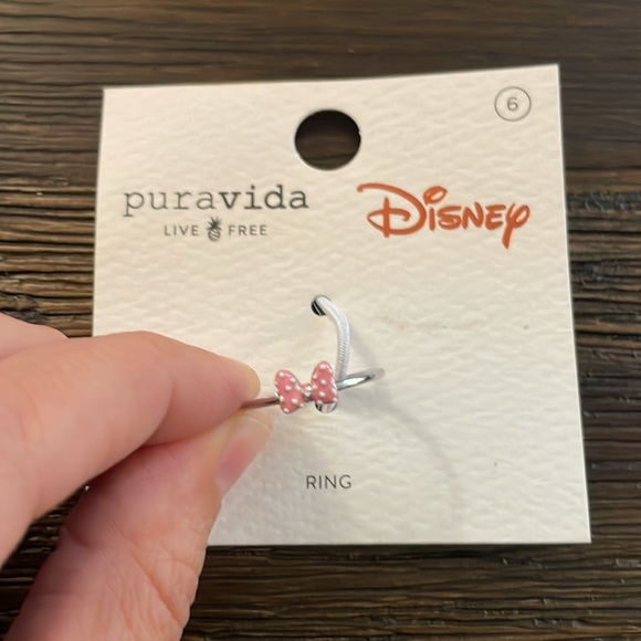 Pura Vida Disney Minnie Mouse Pink Enamel Bow Ring Silver Size 6 NWT - Picture 4 of 9